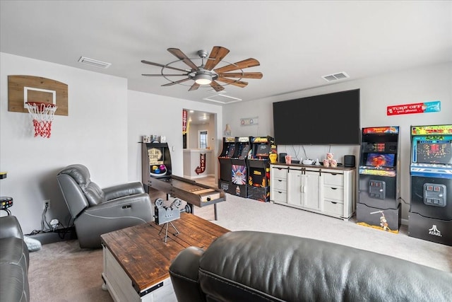2596 Buckthorn Loop, North Port, FL 34289 - living area with carpet and a ceiling fan