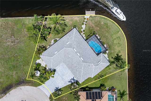 1457 Sea Fan Dr, Punta Gorda, FL 33950 - aerial view of property and surrounding area with property boundaries highlighted and a pool area