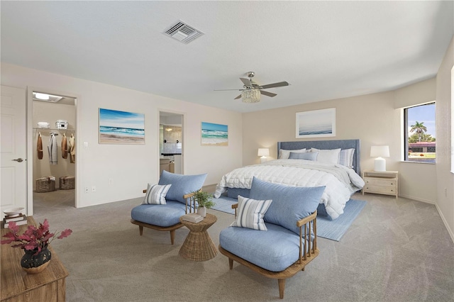 1457 Sea Fan Dr, Punta Gorda, FL 33950 - carpeted bedroom with a ceiling fan and ensuite bath