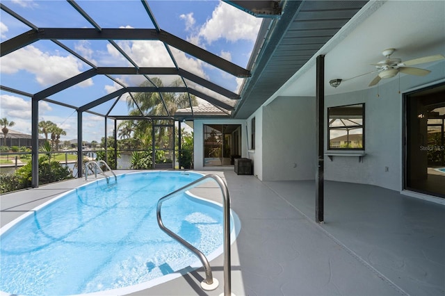 1457 Sea Fan Dr, Punta Gorda, FL 33950 - outdoor pool with a ceiling fan and a patio
