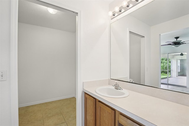 5260 Jessamine Ave, North Port, FL 34291 - bathroom featuring vanity, ceiling fan, and tile patterned flooring