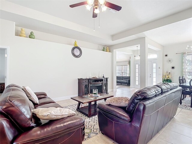 1323 Algiers St, Punta Gorda, FL 33980 - living room with ceiling fan and light tile patterned flooring