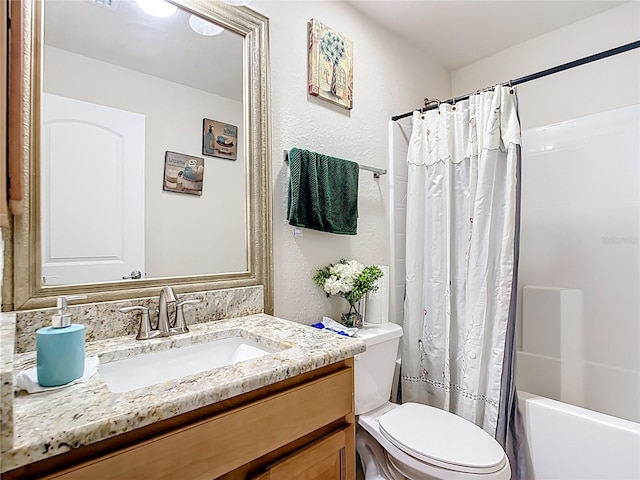 1323 Algiers St, Punta Gorda, FL 33980 - bathroom featuring vanity, shower / bathtub combination with curtain, and a textured wall