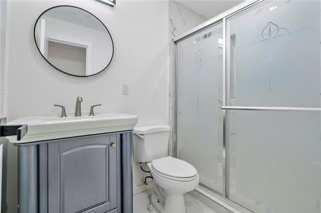 1541 NE 32nd Pl, Pompano Beach, FL 33064 - bathroom featuring marble finish floors, a shower stall, and vanity