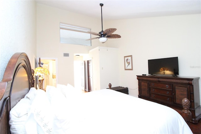 25188 Marion Ave Unit 24, Punta Gorda, FL 33950 - bedroom with a high ceiling and ceiling fan