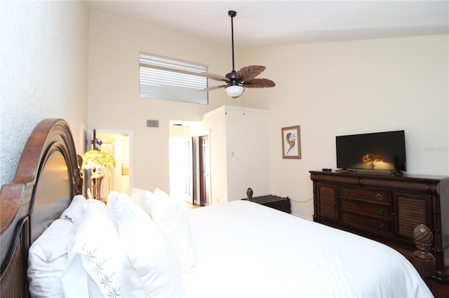 25188 Marion Ave Unit 24, Punta Gorda, FL 33950 - bedroom featuring a towering ceiling and a ceiling fan