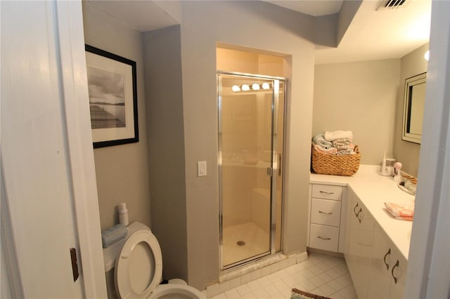 25188 Marion Ave Unit 24, Punta Gorda, FL 33950 - bathroom with a shower stall, tile patterned flooring, and vanity