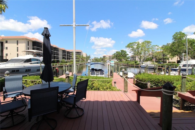 25188 Marion Ave Unit 24, Punta Gorda, FL 33950 - deck featuring a water view and a dock