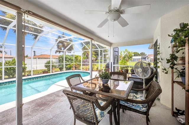 860 Silver Springs Ter NW, Port Charlotte, FL 33948 - outdoor pool featuring a patio area, a lanai, and a ceiling fan