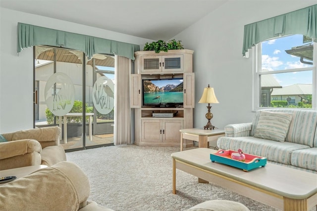 2103 Villaway E, Sebring, FL 33876 - living room with light colored carpet and vaulted ceiling