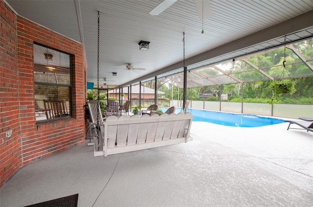 3990 NE Ashley Ter, Arcadia, FL 34266 - outdoor pool with a ceiling fan, a patio, and a lanai