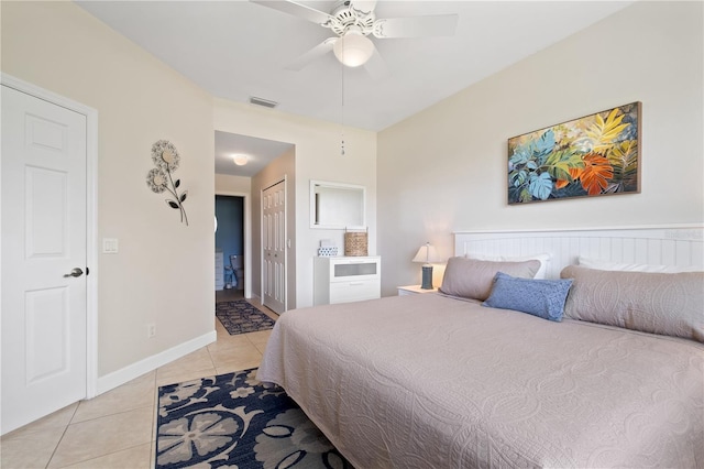3820 Cobia Villas Ct, Punta Gorda, FL 33955 - bedroom featuring light tile patterned floors, ceiling fan, and a closet