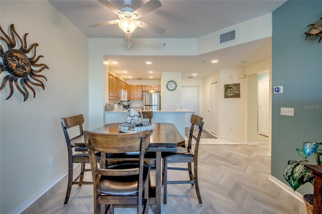 2090 Matecumbe Key Rd Unit 1202, Punta Gorda, FL 33955 - dining room featuring ceiling fan and recessed lighting