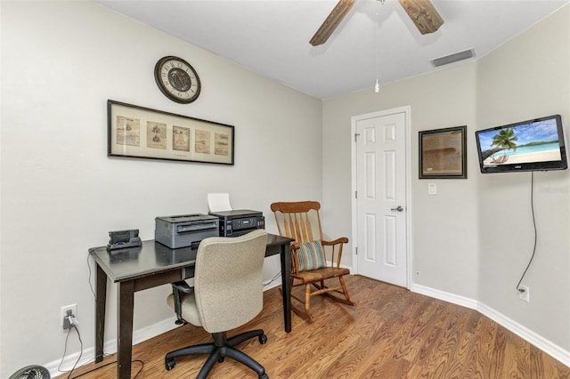 1445 Gauguin Rd, North Port, FL 34288 - office featuring wood finished floors and ceiling fan