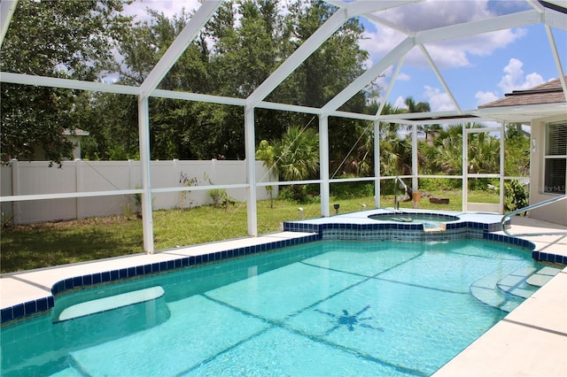 8039 Agate St, Port Charlotte, FL 33981 - view of pool featuring glass enclosure and a pool with connected hot tub