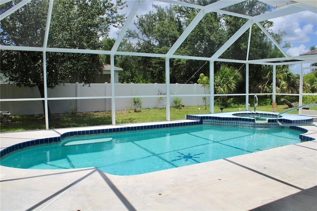 8039 Agate St, Port Charlotte, FL 33981 - view of swimming pool with a fenced backyard, a patio, a lanai, and a pool with connected hot tub