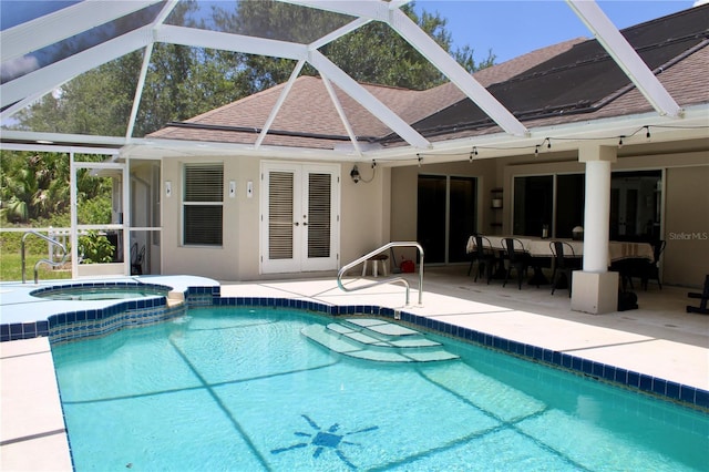 8039 Agate St, Port Charlotte, FL 33981 - view of pool with french doors, a patio, a lanai, and a pool with connected hot tub
