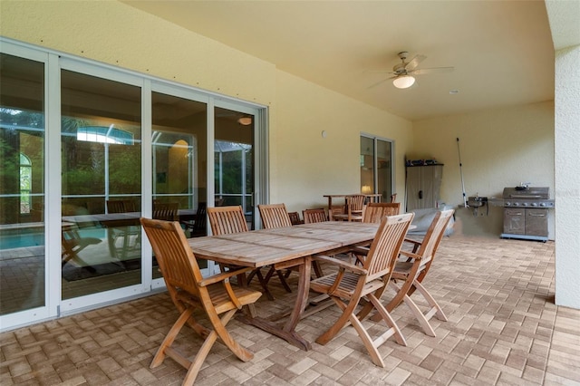 2453 Harbour Dr, Punta Gorda, FL 33983 - view of patio with ceiling fan, outdoor dining area, and a grill