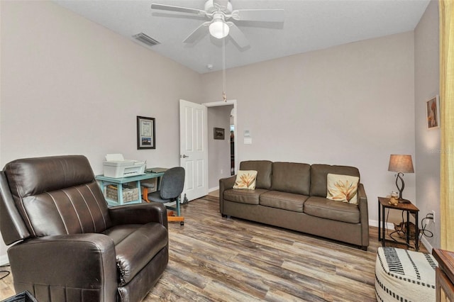 771 Rotonda Cir, Rotonda West, FL 33947 - living area featuring wood finished floors and ceiling fan