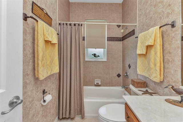771 Rotonda Cir, Rotonda West, FL 33947 - full bathroom with vanity, shower / bathtub combination with curtain, and tile patterned flooring