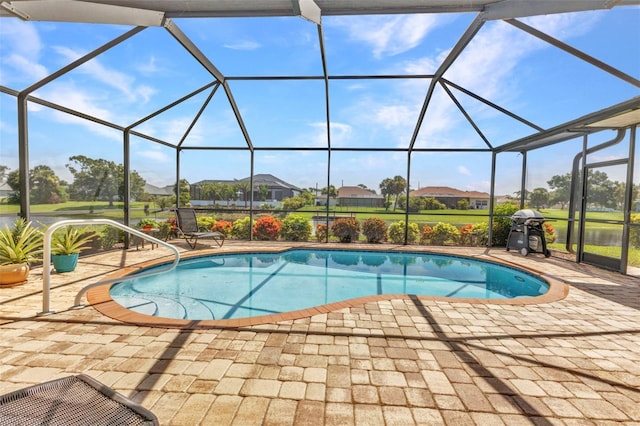 771 Rotonda Cir, Rotonda West, FL 33947 - swimming pool featuring a patio, a lanai, and area for grilling