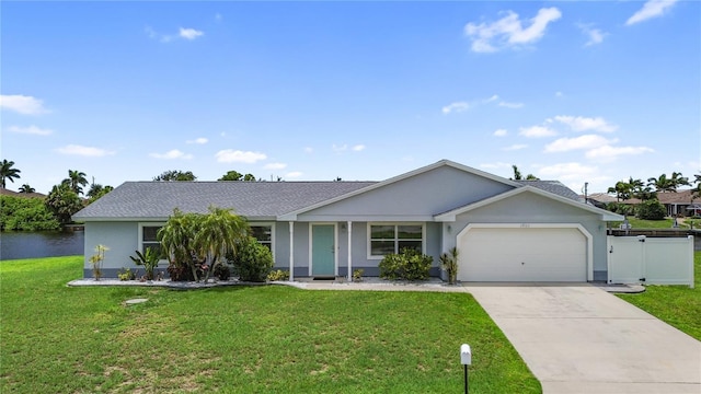 17103 Horizon Ln, Port Charlotte, FL 33948 - ranch-style house featuring a garage, a front lawn, concrete driveway, and stucco siding