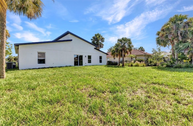 3435 W Price Blvd, North Port, FL 34286 - back of house with stucco siding and a lawn
