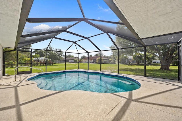 25451 Kowloon Ln, Punta Gorda, FL 33983 - swimming pool with a patio area, a yard, and a lanai