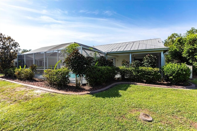 27102 Harbour Oaks Blvd, Punta Gorda, FL 33983 - view of grassy yard with a lanai and an outdoor pool
