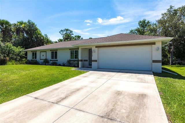 1710 Blackwood Cir, North Port, FL 34288 - ranch-style home featuring stucco siding, driveway, a garage, and a front yard