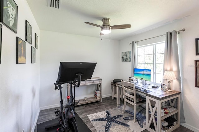 1710 Blackwood Cir, North Port, FL 34288 - office area featuring wood finished floors and ceiling fan