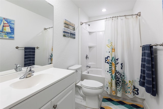 1710 Blackwood Cir, North Port, FL 34288 - bathroom featuring vanity, shower / tub combo, and recessed lighting