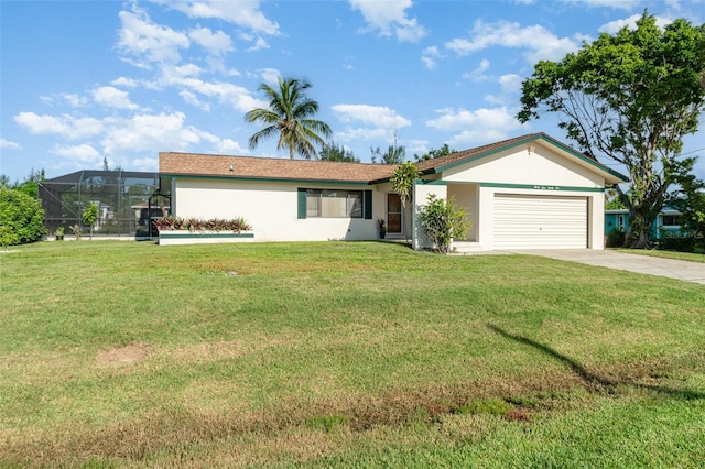 3425 Magnolia Way, Punta Gorda, FL 33950 - ranch-style home with stucco siding, a garage, driveway, and a front lawn