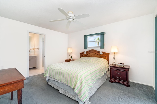 3425 Magnolia Way, Punta Gorda, FL 33950 - bedroom featuring carpet, a ceiling fan, and ensuite bathroom