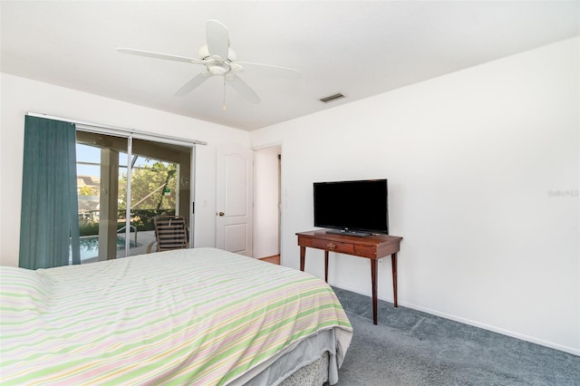 3425 Magnolia Way, Punta Gorda, FL 33950 - bedroom featuring access to exterior, carpet flooring, and a ceiling fan