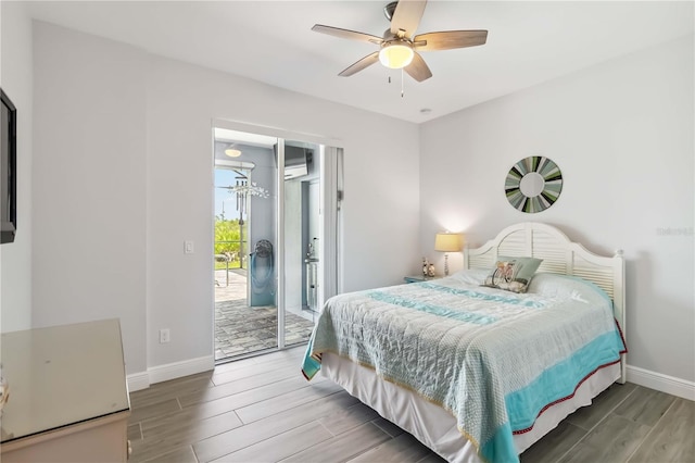 13416 Trascoro Ln, Port Charlotte, FL 33981 - bedroom featuring access to exterior, wood finish floors, and a ceiling fan
