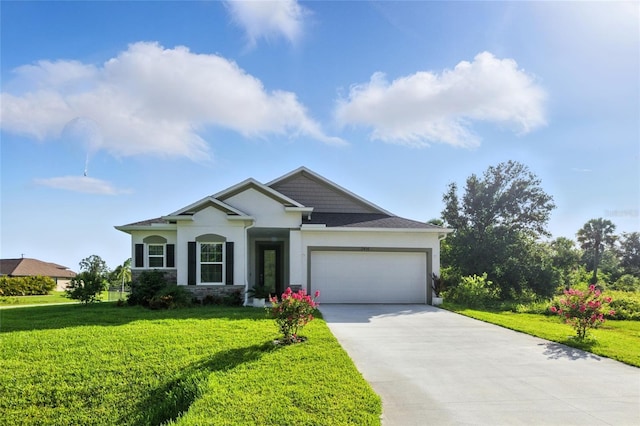 2456 Nabble Ln, North Port, FL 34288 - view of front facade featuring a garage, driveway, a front yard, and stucco siding