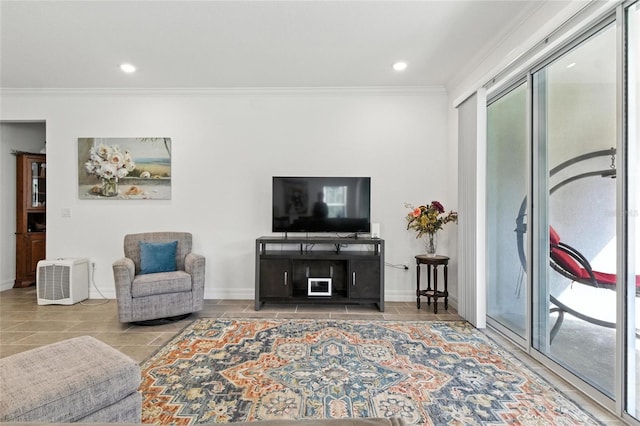 2456 Nabble Ln, North Port, FL 34288 - living area with plenty of natural light, ornamental molding, tile patterned floors, and recessed lighting