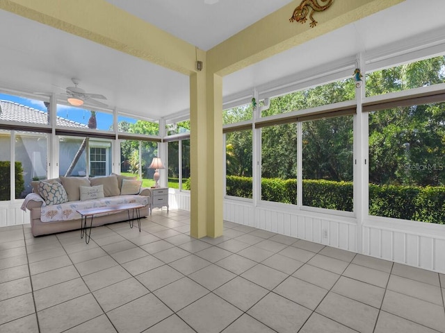 2040 Embarcadero Way N, Fort Myers, FL 33917 - sunroom featuring ceiling fan, an outdoor hangout area, and plenty of natural light