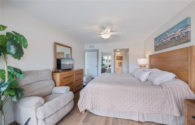1080 Bal Harbor Blvd Unit 5B, Punta Gorda, FL 33950 - bedroom with wood finished floors and a ceiling fan