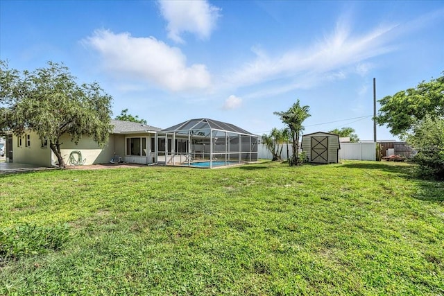 740 Dobell Ter NW, Port Charlotte, FL 33948 - fenced backyard featuring a storage unit and a lanai