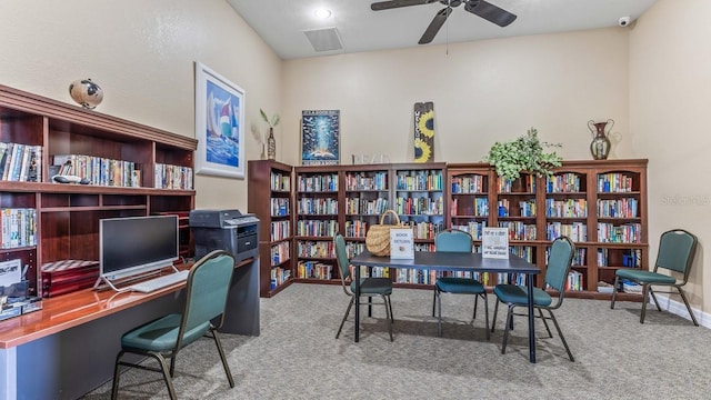 2047 Royal Tern Cir, Punta Gorda, FL 33983 - office area with carpet flooring and a ceiling fan