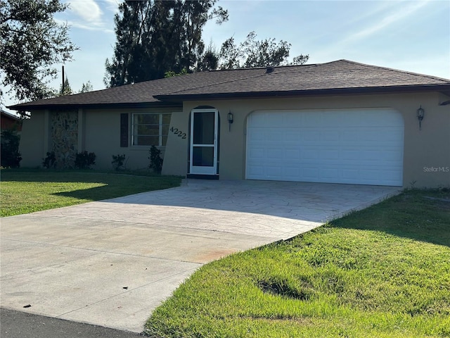 4222 Cockrell St, Port Charlotte, FL 33948 - single story home with a garage, concrete driveway, stucco siding, and a front yard