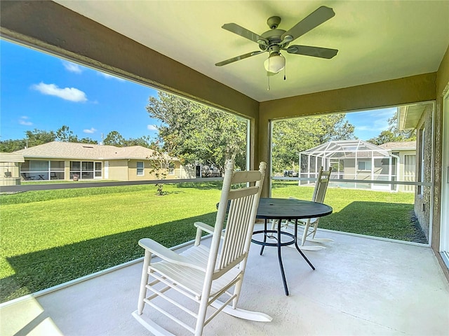 5493 Jody Ave, North Port, FL 34288 - view of patio / terrace featuring a ceiling fan and a lanai
