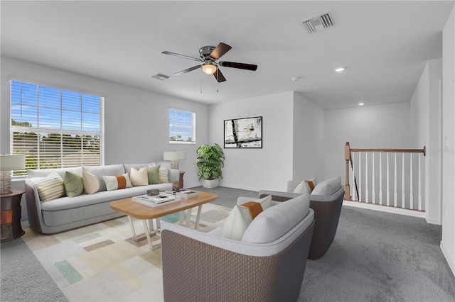 17395 Palmetto Pass Ln, Punta Gorda, FL 33982 - living room featuring ceiling fan and recessed lighting