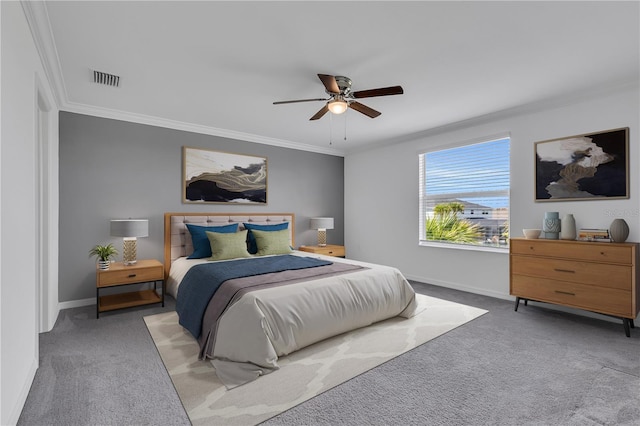 17395 Palmetto Pass Ln, Punta Gorda, FL 33982 - carpeted bedroom with ornamental molding and a ceiling fan
