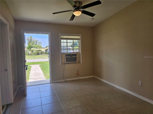 21552 Holdern Ave, Port Charlotte, FL 33952 - entryway featuring cooling unit, light tile patterned floors, and ceiling fan