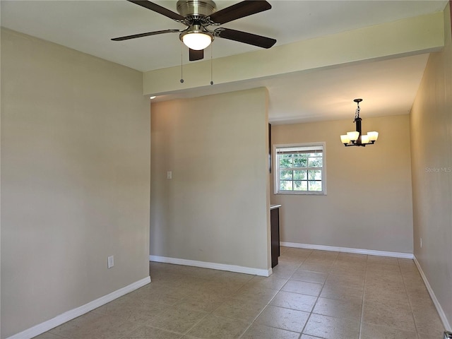 21552 Holdern Ave, Port Charlotte, FL 33952 - spare room with ceiling fan, a chandelier, and light tile patterned floors