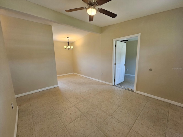 21552 Holdern Ave, Port Charlotte, FL 33952 - unfurnished room featuring a chandelier and a ceiling fan