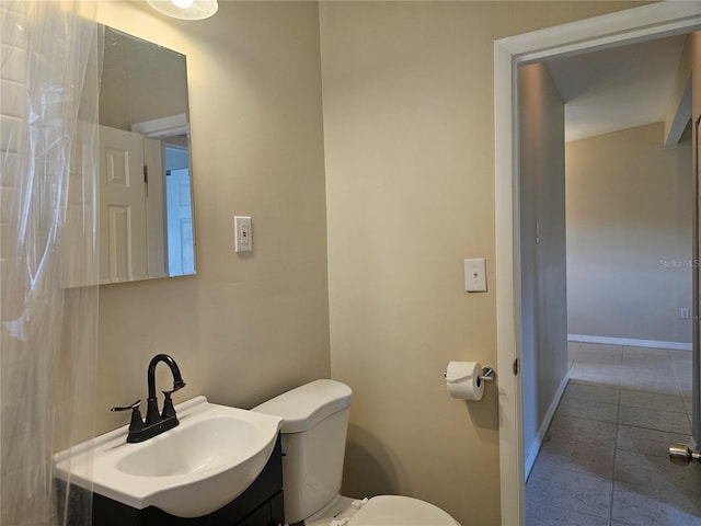 21552 Holdern Ave, Port Charlotte, FL 33952 - half bathroom with vanity and tile patterned floors